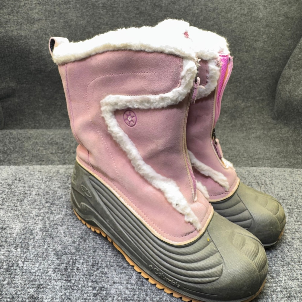 Columbia Boots Girls 7 Pink Water Resistant Faux Fur Powder Bunny Rain Snow Kids